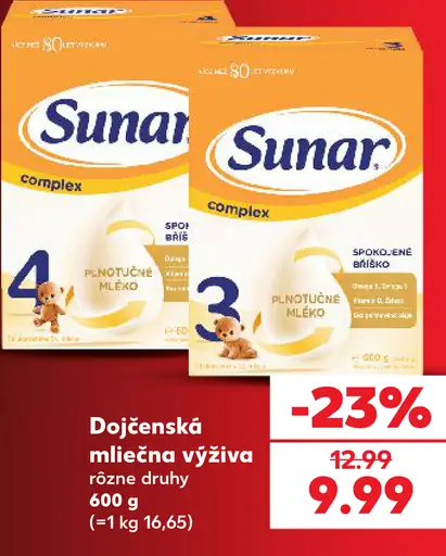 Sunar dojčenská mliečna výživa rôzne druhy