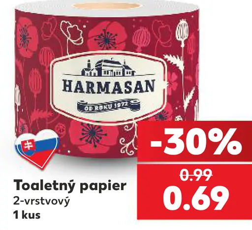 Harmasan toaletný papier 2-vrstvový