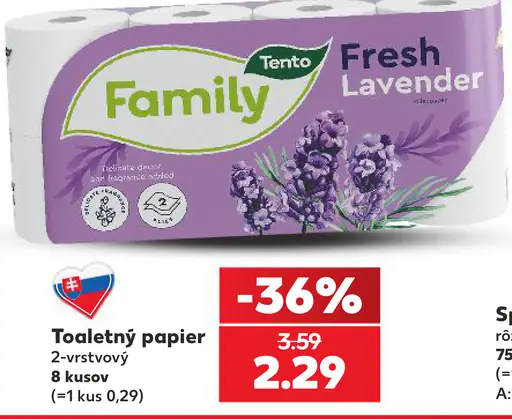 Tento Family Fresh Lavender toaletný papier 2 vrstvy 8 roliek