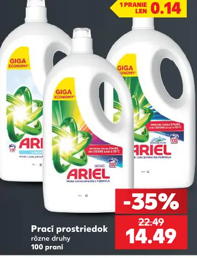 Ariel prací prostriedok rôzne druhy