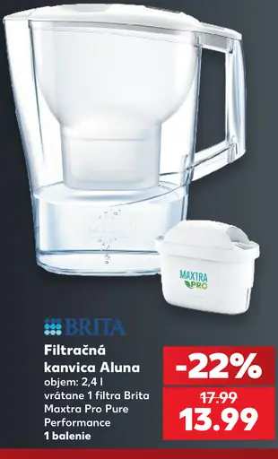 BRITA filtračná kanvica Aluna s filtrom Maxtra Pro Pure Performance