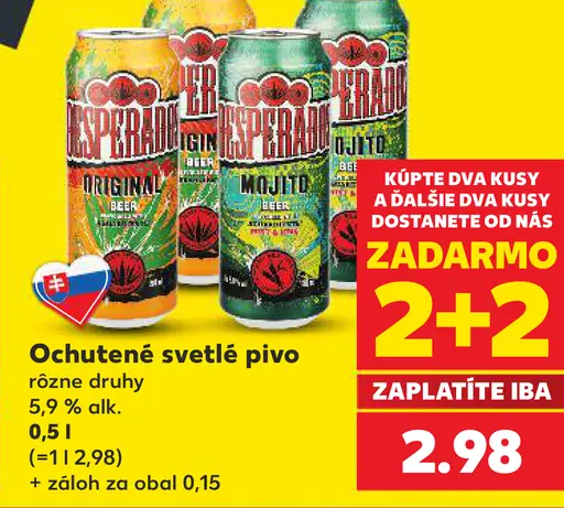 Ochutené svetlé pivo – rôzne druhy, 5,9 % alkoholu, plechovka
