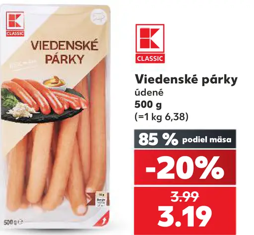 K-Classic Viedenské párky údené