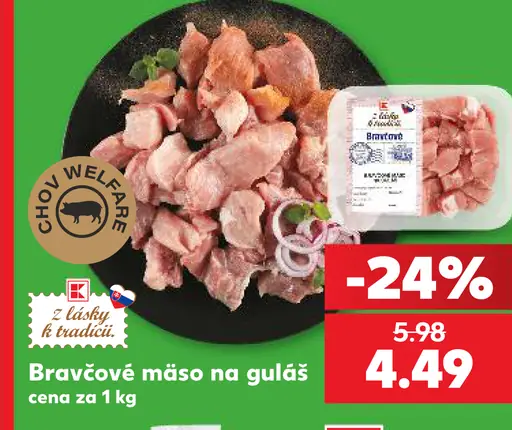 Bravčové mäso na guláš