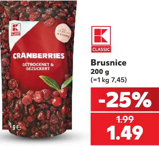 Sušené brusnice, sladené