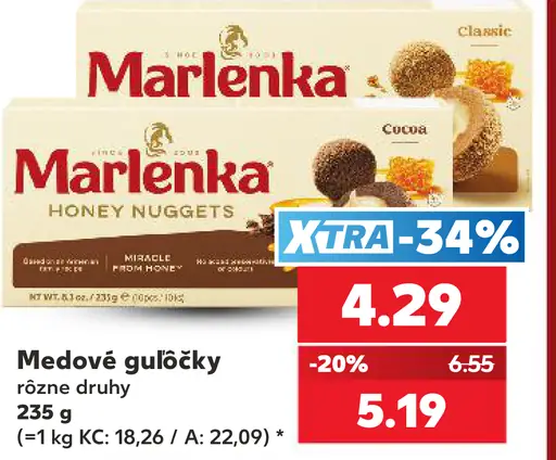 Medové guľôčky, varianty Original a Cocoa