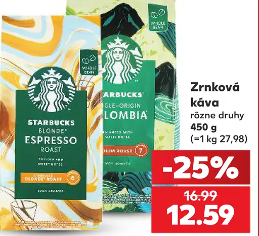 Zrnková káva rôzne druhy
