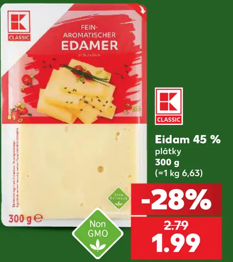 K-Classic Eidam 45% plátky