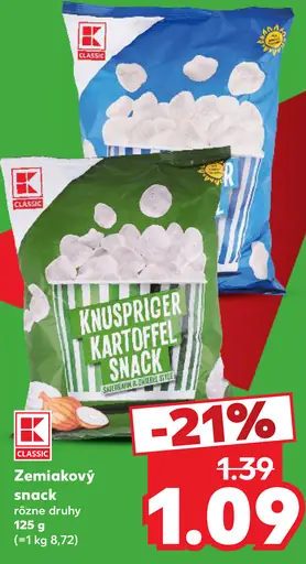 K-Classic zemiakový snack rôzne druhy