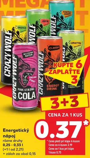 Energetický nápoj rôzne druhy