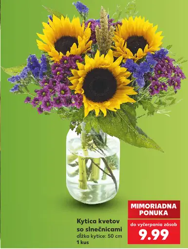 Kytica kvetov so slnečnicami, dĺžka kytice 50 cm