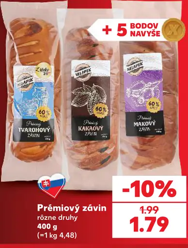 Bread Way Prémiový závin – tvarohový, kakaový, makový