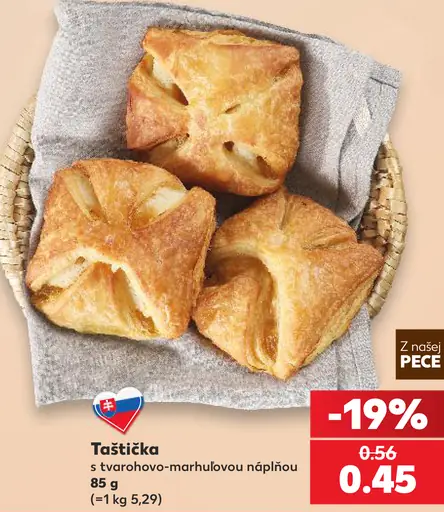 Z našej pece taštička s tvarohovo-marhuľovou náplňou