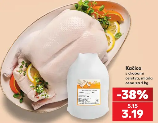 Kačica s drobami čerstvá, mladá