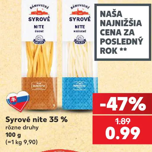 Bánovecké syrové nite 35 %, rôzne druhy