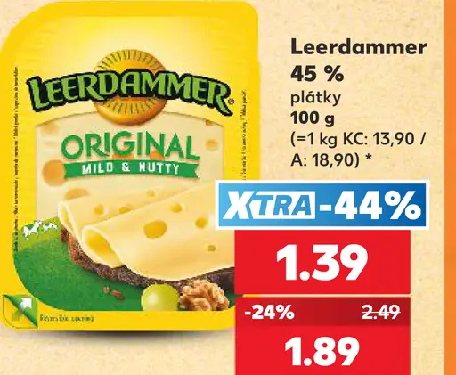 Syr plátky Leerdammer Original Mild & Nutty