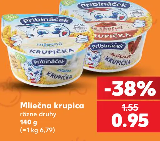 Pribináček Mliečna krupica rôzne druhy