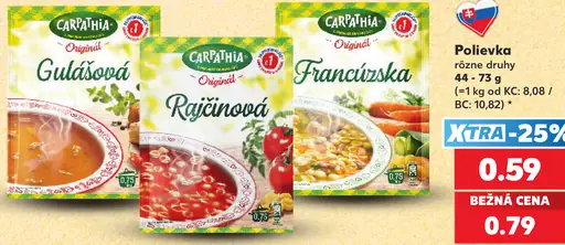 Carpathia polievka – Gulášová, Rajčinová, Francúzska