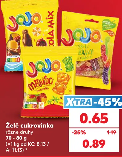 Jojo želé cukrovinka rôzne druhy