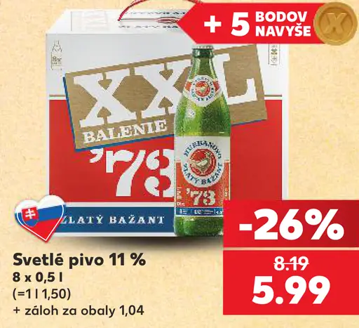 Zlatý Bažant 10% svetlé výčapné pivo