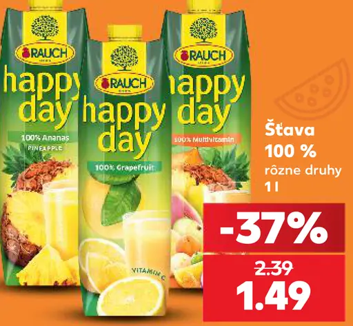 Rauch Happy Day 100% viacdruhová ovocná šťava