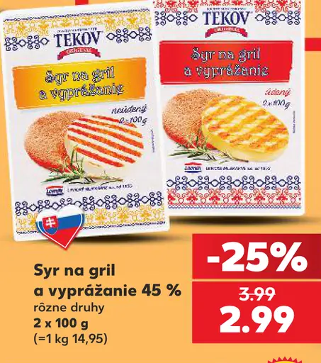 Tekov syr na gril a vyprážanie, syr na gril a vyprážanie a zeleninové varianty