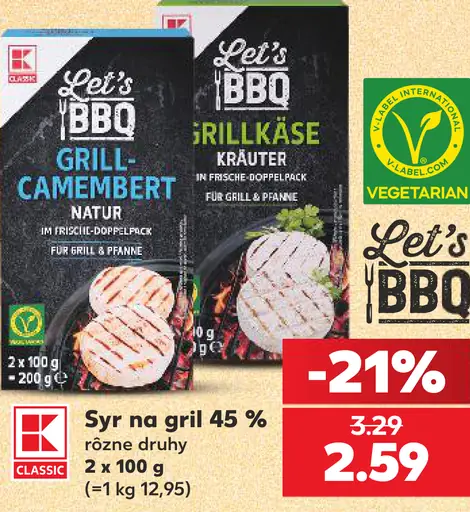 Let's BBQ syr na gril, Grill-Camembert natur a Grillkäse Kräuter, rôzne druhy