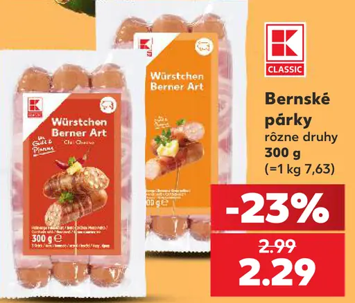 Bernské párky, rôzne druhy