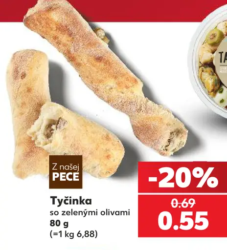 Tyčinka so zelenými olivami