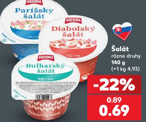 Radoma šalát, rôzne druhy