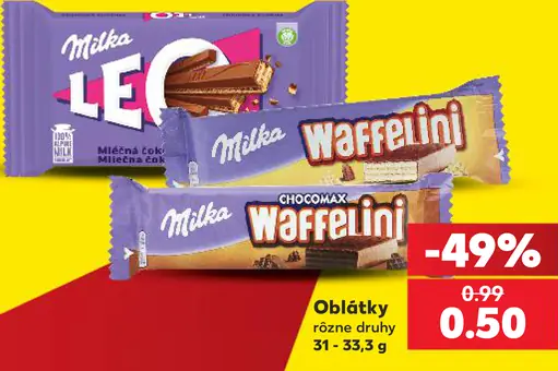 Milka oblátky – Waffelini a Leo