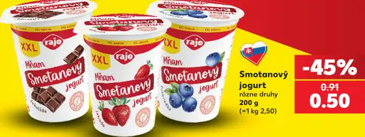 Rajo smotanový jogurt – čokoláda, jahoda a čučoriedka