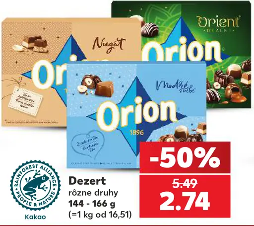 Orion dezert rôzne druhy