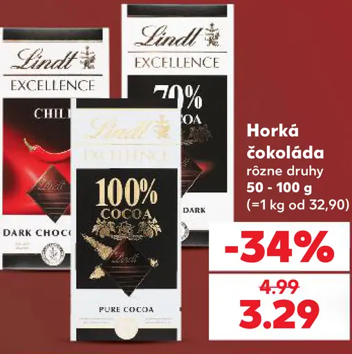 Lindt Excellence horká čokoláda rôzne druhy