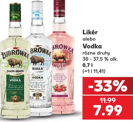 Żubrówka likér alebo vodka rôzne druhy