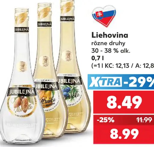 Jubilejná liehovina rôzne druhy