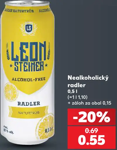 Leoni Steiner Nealkoholický radler plechovka