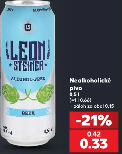 Leoni Steiner Nealkoholické svetlé pivo plechovka