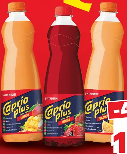 Caprio Plus sirup s vitamínmi, rôzne druhy: mango, jahoda, pomaranč
