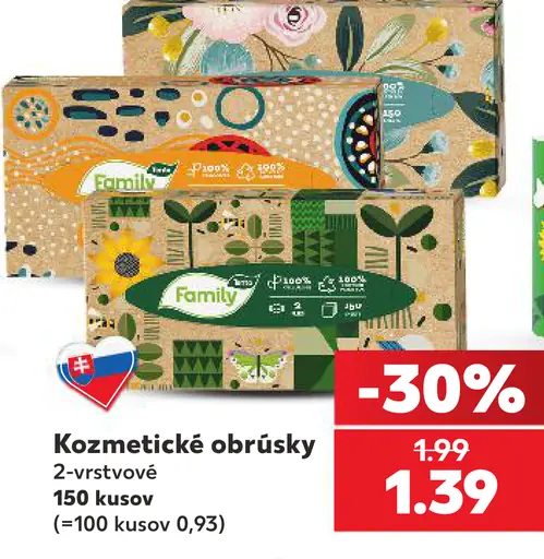Family kozmetické obrúsky, 2-vrstvové