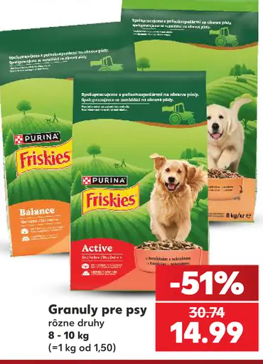 Purina Friskies granuly pre psy, rôzne druhy