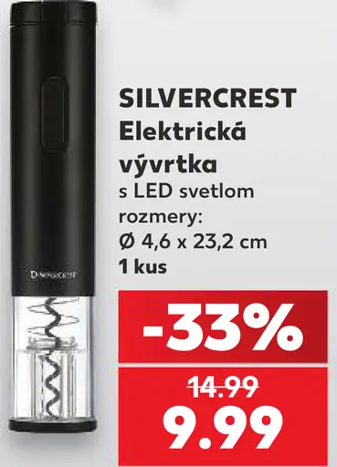 SilverCrest elektrická vývrtka s LED svetlom