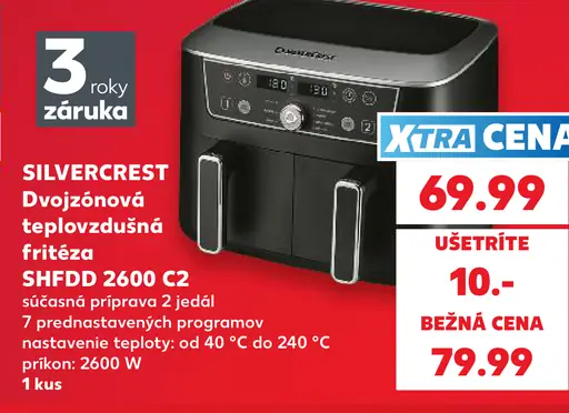 Silvercrest Dvojzónová teplovzdušná fritéza SHFDD 2600 B2