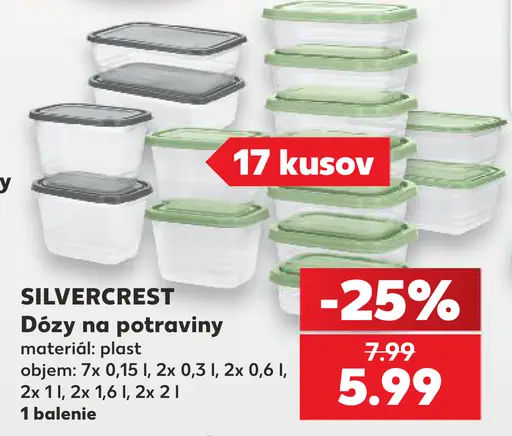 Silvercrest potravinové dózy, 13-dielna súprava