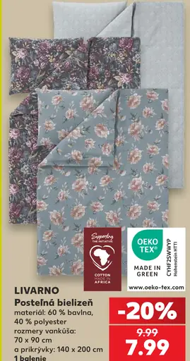 Livarno posteľná bielizeň, obliečka na vankúš 70 × 90 cm a obliečka na prikrývku 140 × 200 cm, 60 % bavlna a 40 % polyester