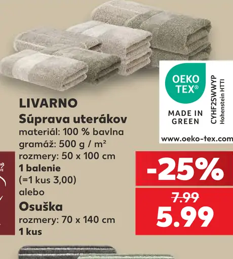 LIVARNO súprava uterákov
