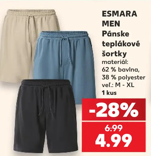 ESMARA MEN Pánske teplákové šortky, 62 % bavlna a 38 % polyester
