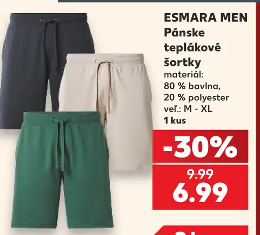 ESMARA MEN Pánske teplákové šortky, 80 % bavlna a 20 % polyester