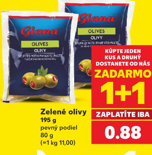 Giana zelené olivy plnené paprikou