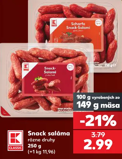 K-Classic Snack saláma rôzne druhy